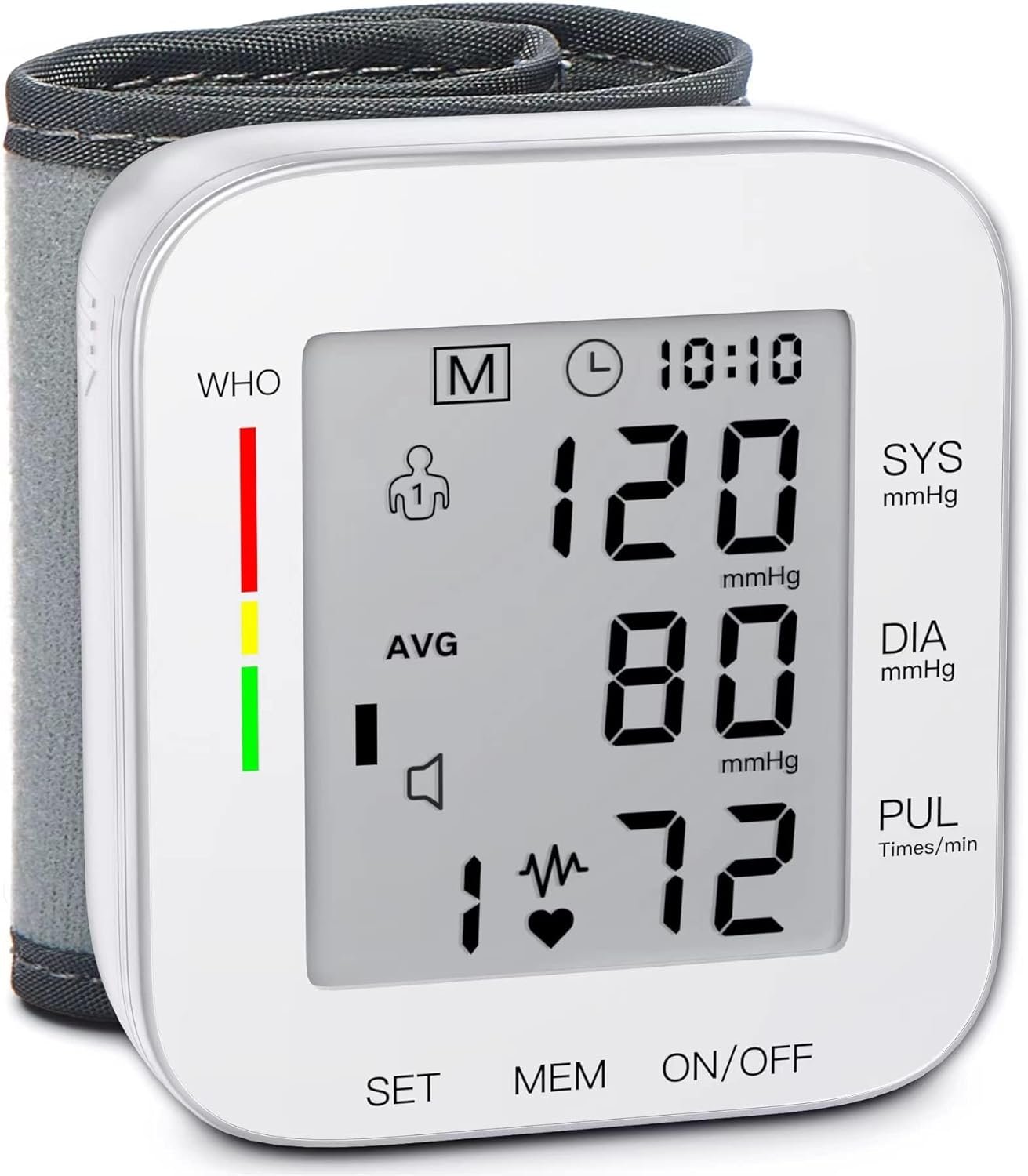 MMIZOO Wrist Blood Pressure Monitor Large LCD Display BP Machine Adjustable Cuff 5.31-7.68 inch Automatic 99x2 Sets Memory with Carrying Case for Home Use (W1681)