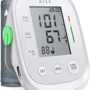 Blood Pressure Monitor, AILE Blood Pressure Machine Upper Arm Large Cuff(8.7"-16.5"), High Automatic Blood Pressure Monitors Cuff for Home Use, (BP) Manual Arm Blood Pressure Monitors, 2 * 99 Memory
